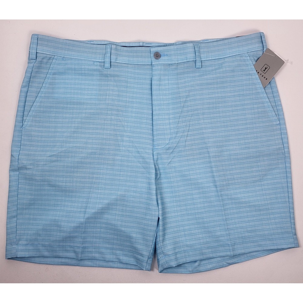 PGA TOUR Men's Size 42 Active Grip Waistband Golf Shorts Performanc Stretch Blue